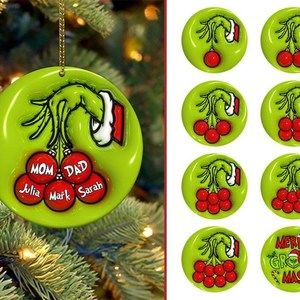 Custom Christmas Family Inflated Ornament Family Members Round Ornament